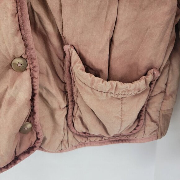 FREE PEOPLE Womens Jacket Mixed Signals Sz SMALL Pink Quilted Bomber Boho - Picture 3 of 15